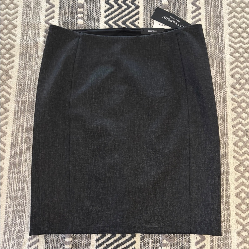 Liverpool Los Angeles Bia Knit Pencil Skirt Grey Tweed NWT Size 12 Petite